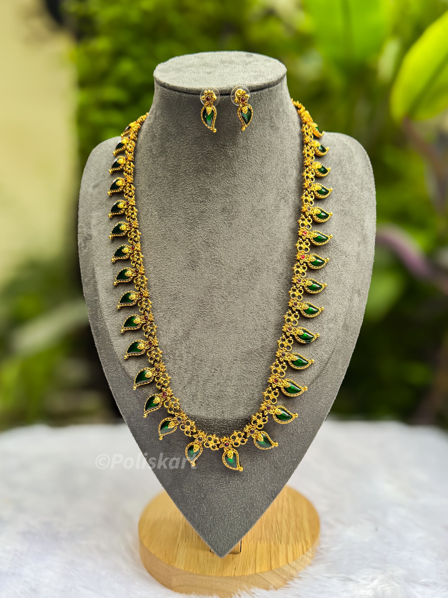 PK099 - Kerala style Mango design haram with earring set