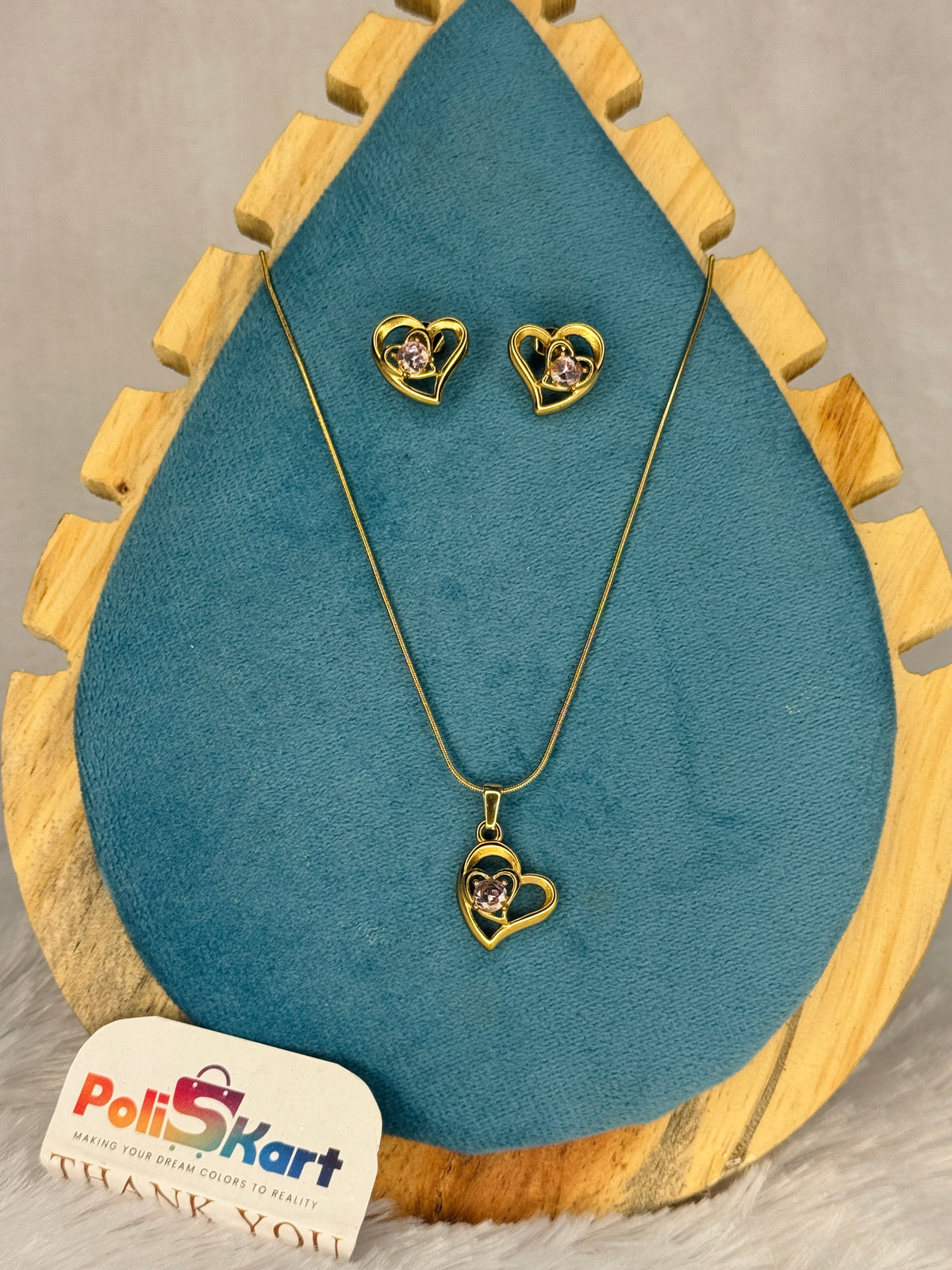 PK152 - Anti-tarnish chain with stud - white double heart design