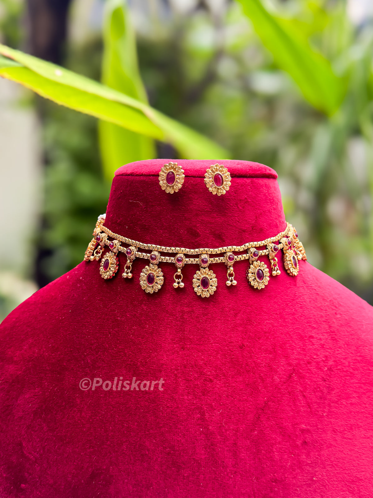 PK210 - PTrending hanging style chocker cum necklace with earring set
