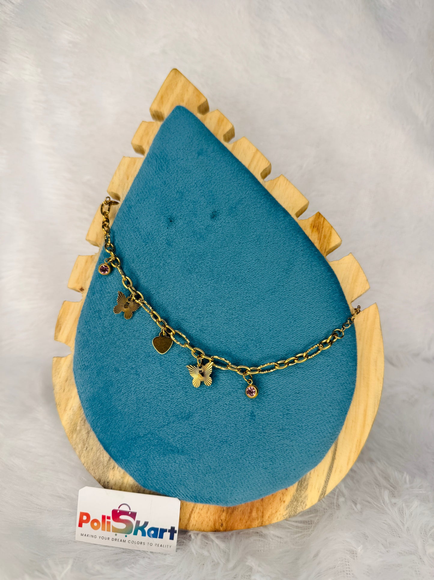 Bracelet - Hanging butterfly and stone design