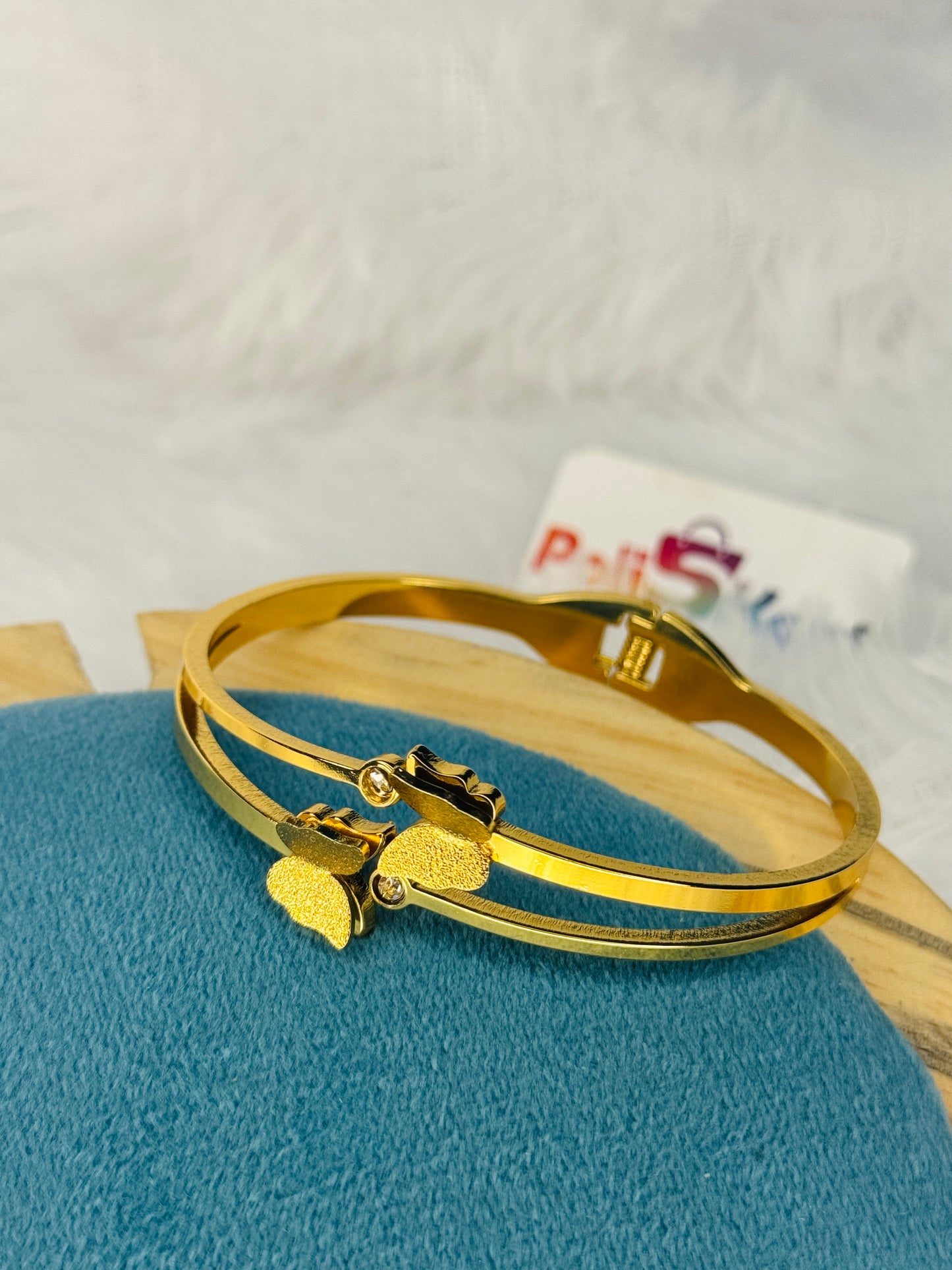 Free size cuff bangle - double butterflies design