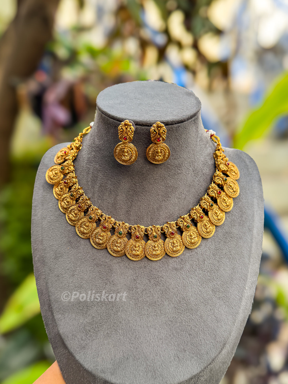 PK249 - Kasumala and peacock worked necklace and earring set