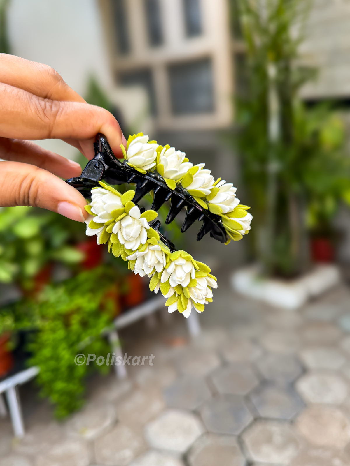 PK241 - Handmade malli and leaf designed Banana clip