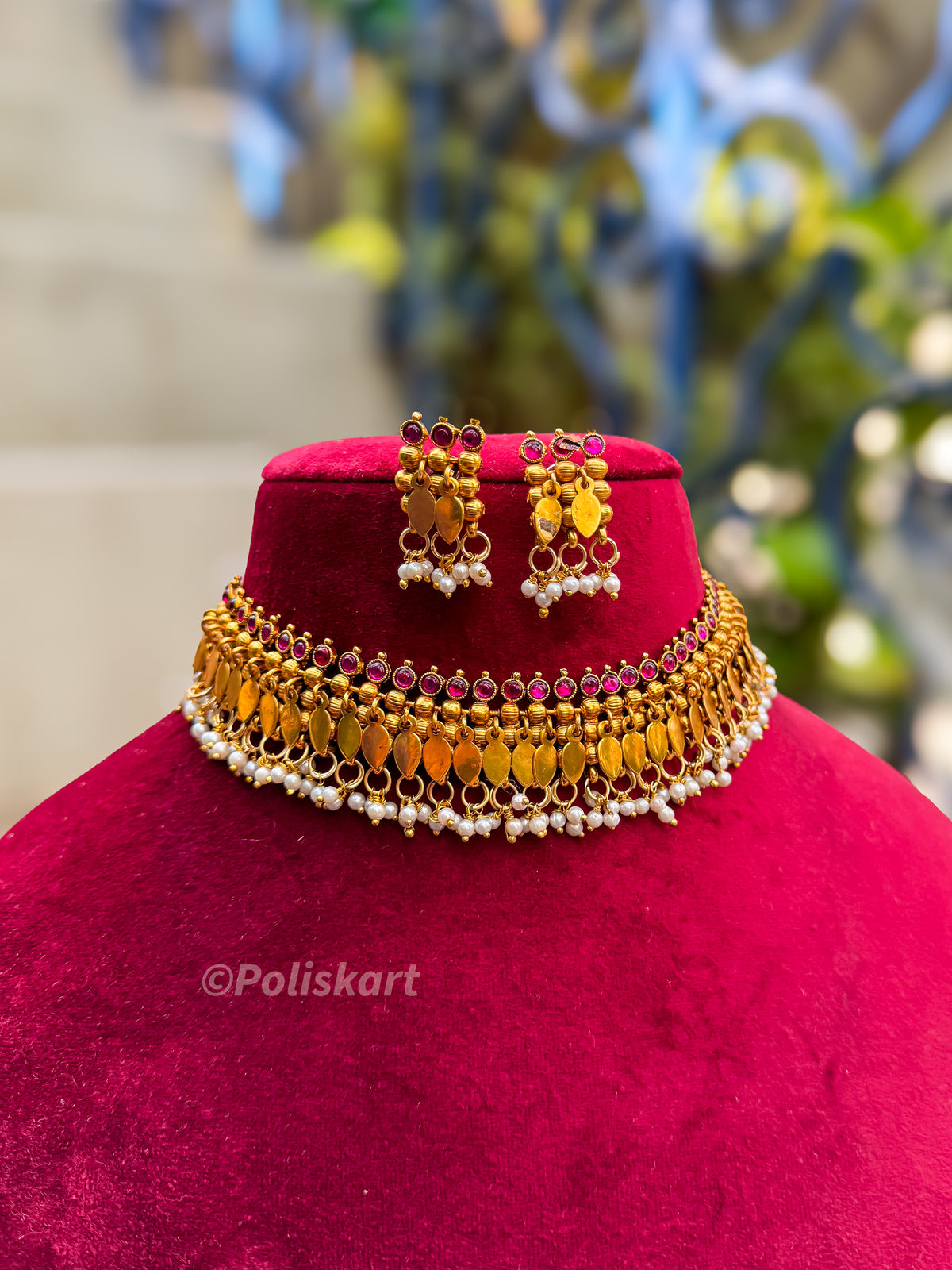 PK258 - Trending Premium pearl worked elakkathali with earring set