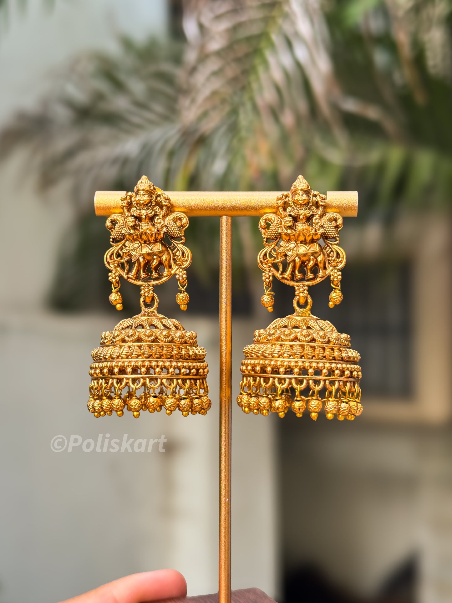 Simple lakshmi elephant design jhumka set