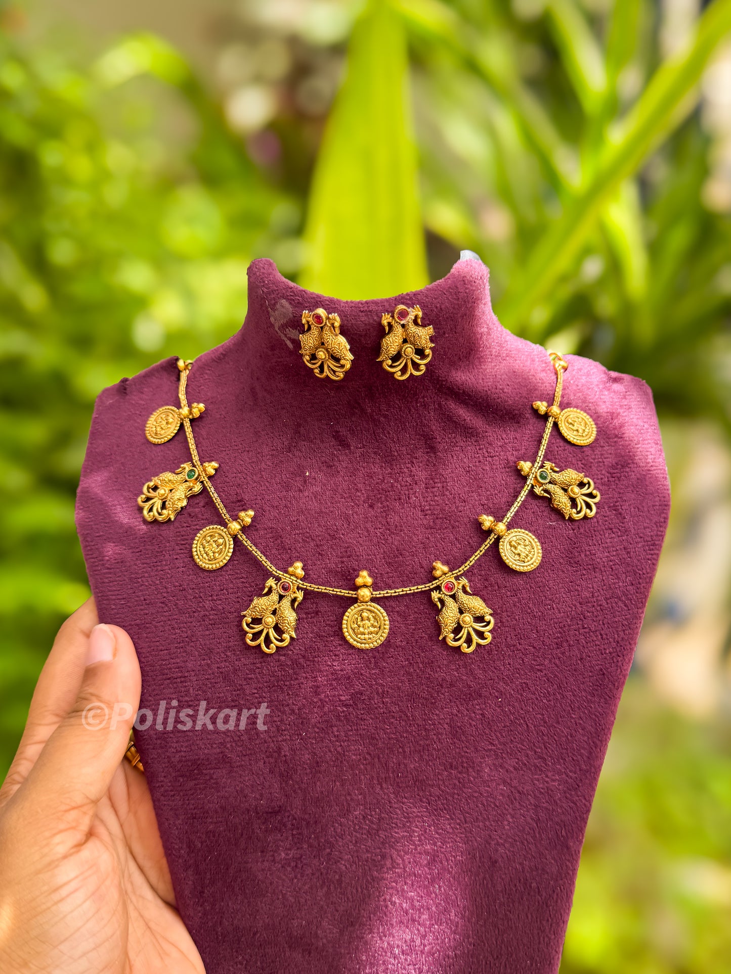 Peacock design necklace with earing