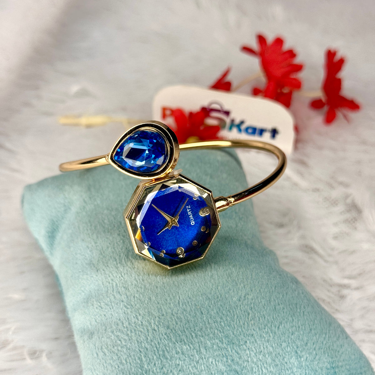 PK312 - Free size watch - Blue stone worked design