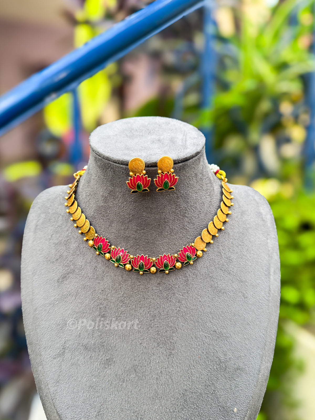PK367 - Trending kasumala lotus necklace with earing