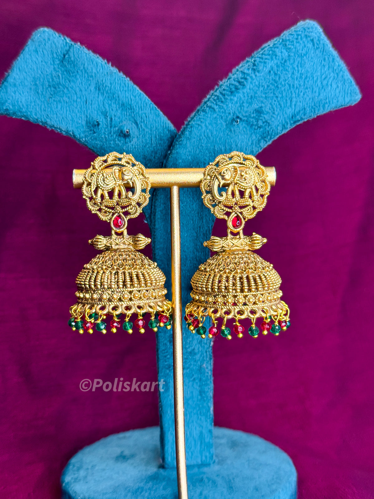 PK345 - Jhumka multi color pearl worked design