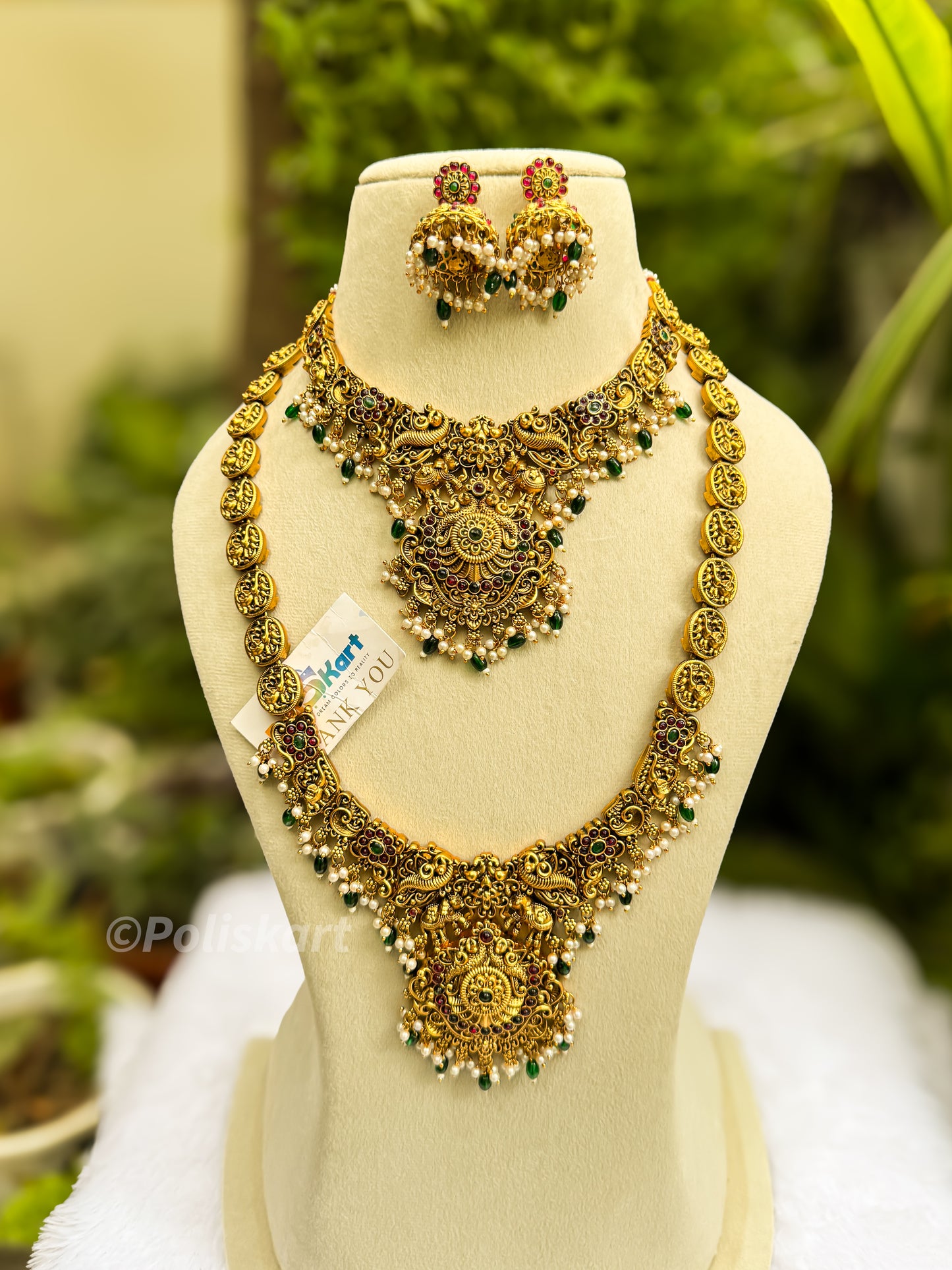 Antique finished Peacock haram and necklace set