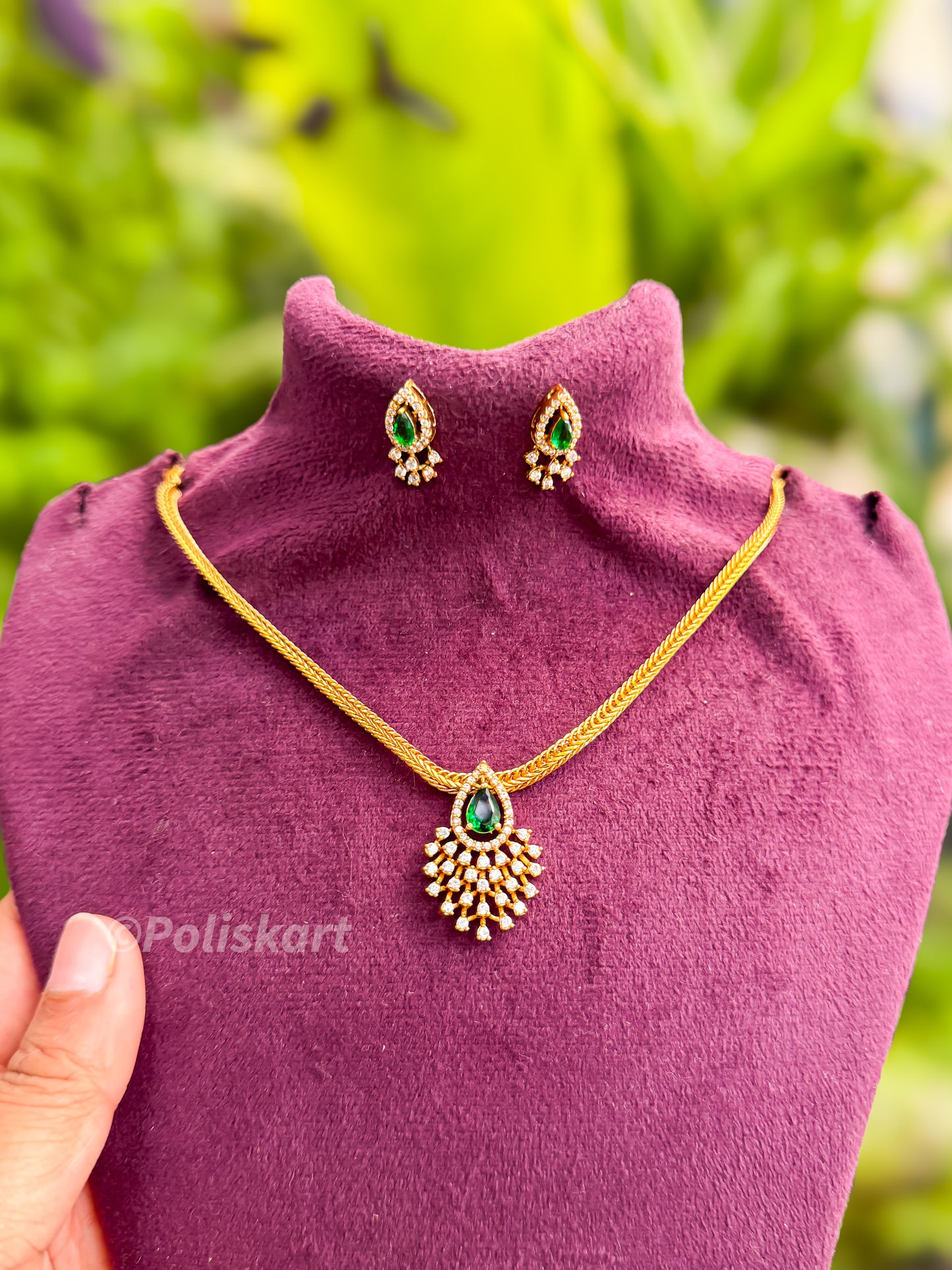 Emarald stone peacock attigai with earing