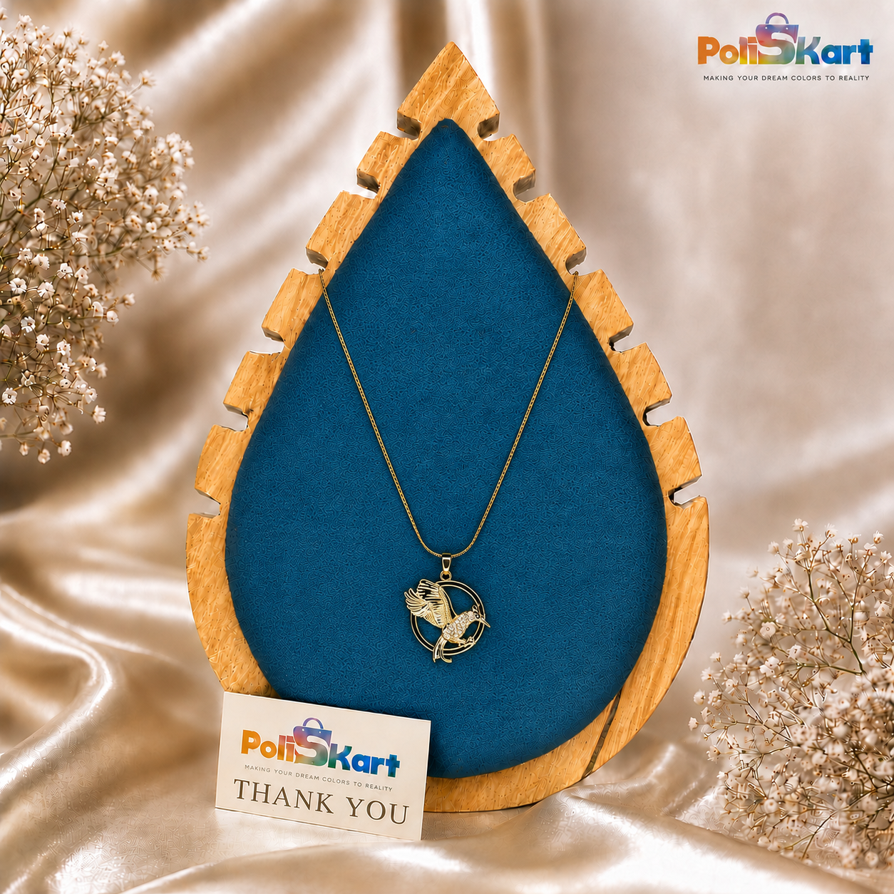 Anti Tarnish chain with white stone bird pendant
