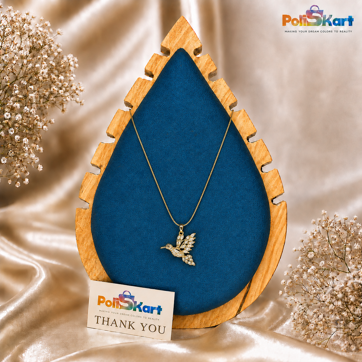 Anti Tarnish chain with white stone flying bird pendant