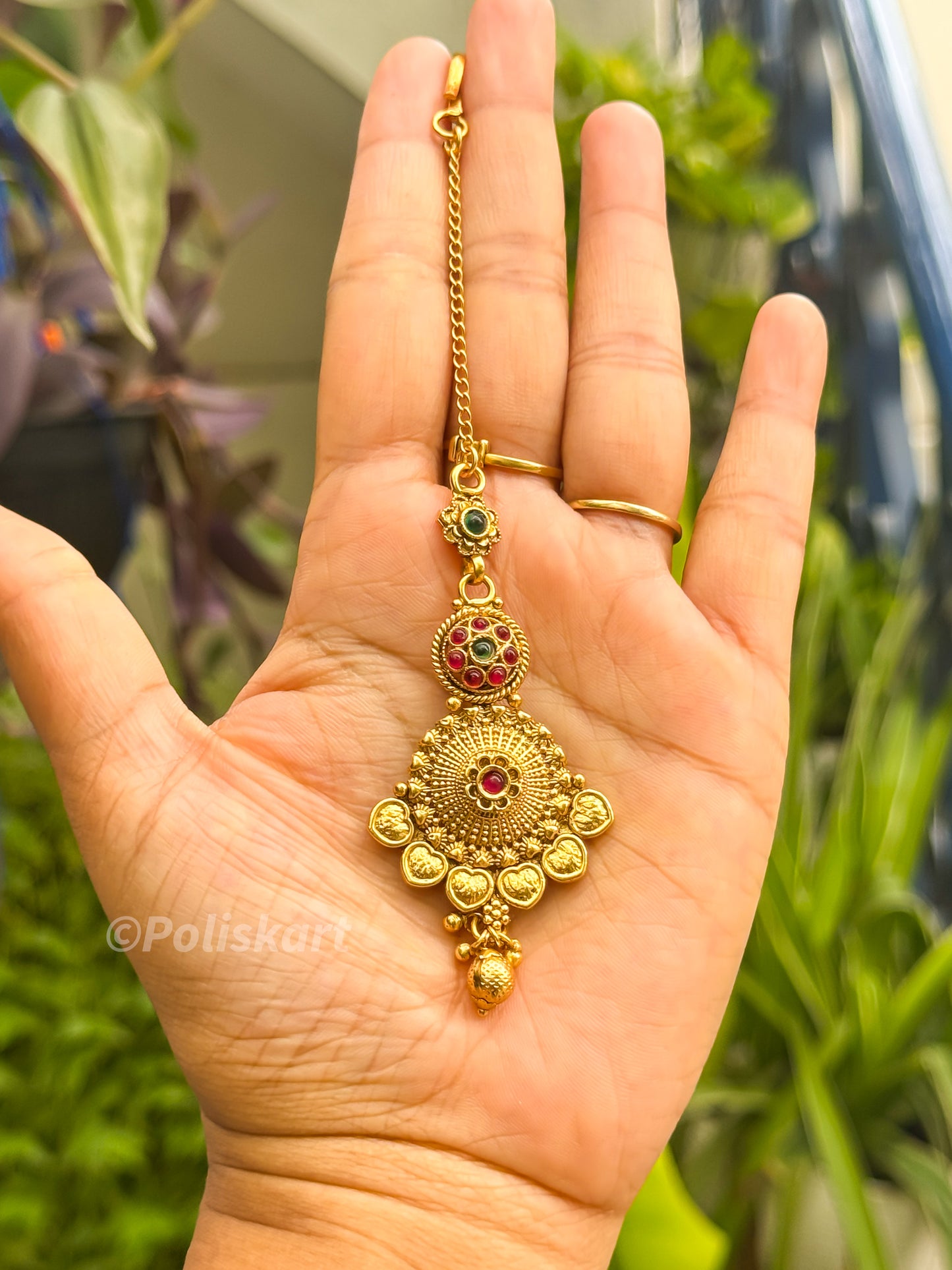 Tikka - ruby stone worked golden design
