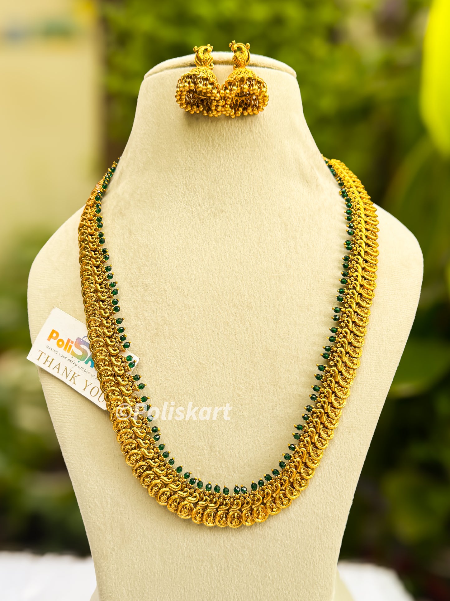 long kasumala haram with jhumka set