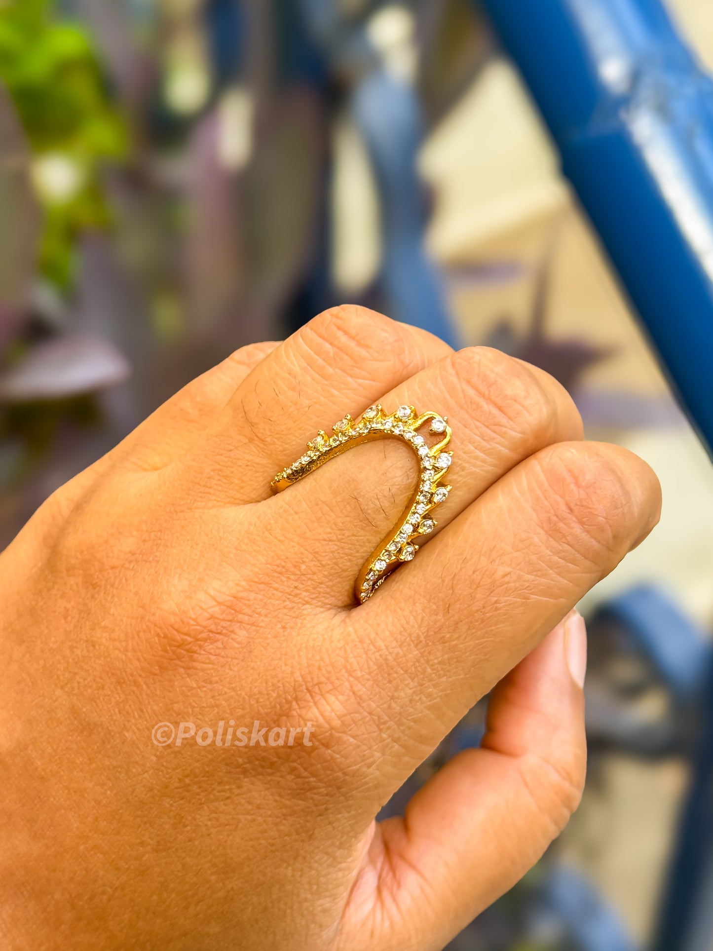 Vangi Ring - Pure white stone worked - Free size