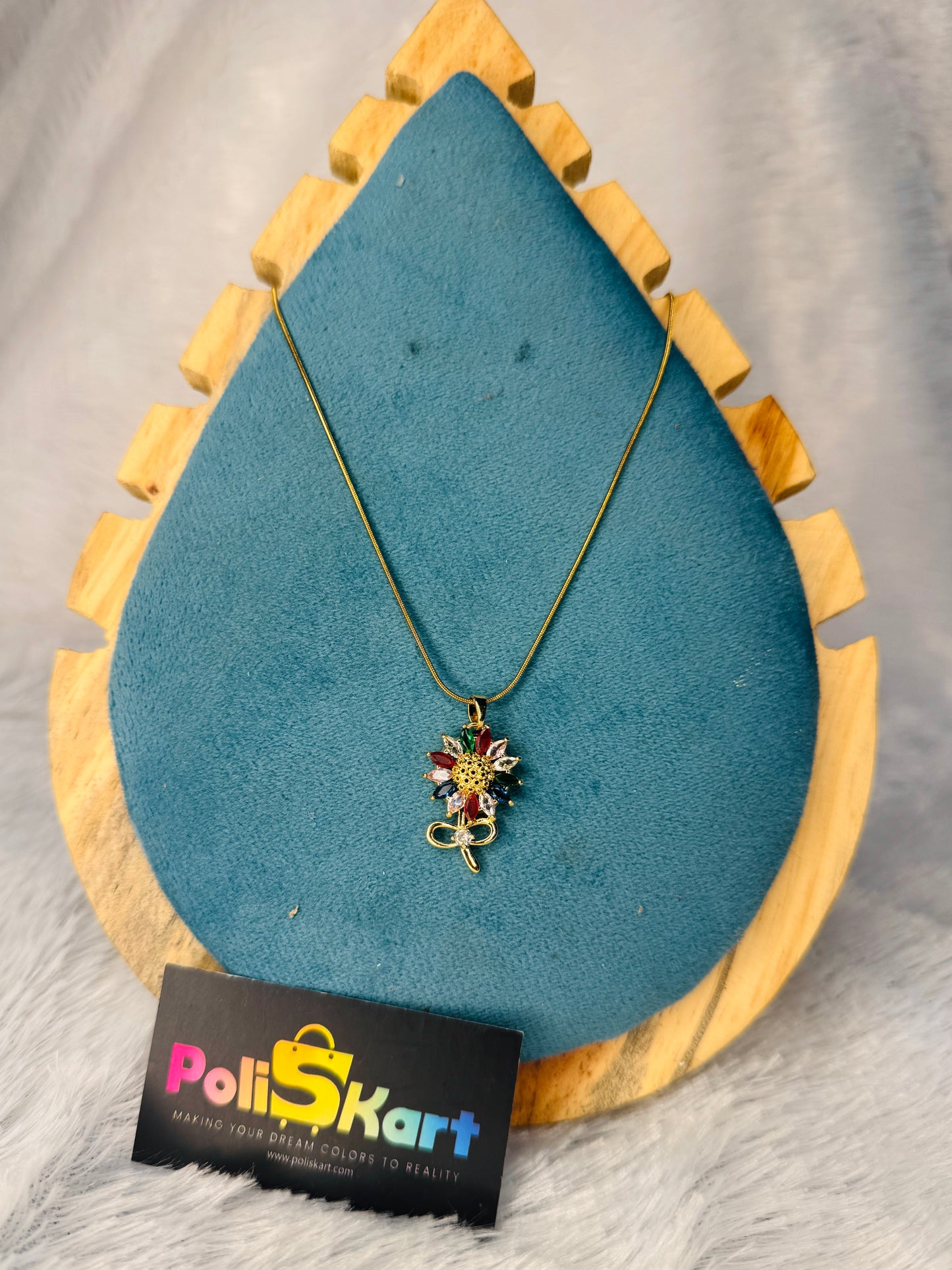 PK014 - Anit tarnish Chain - Multi color flower Design