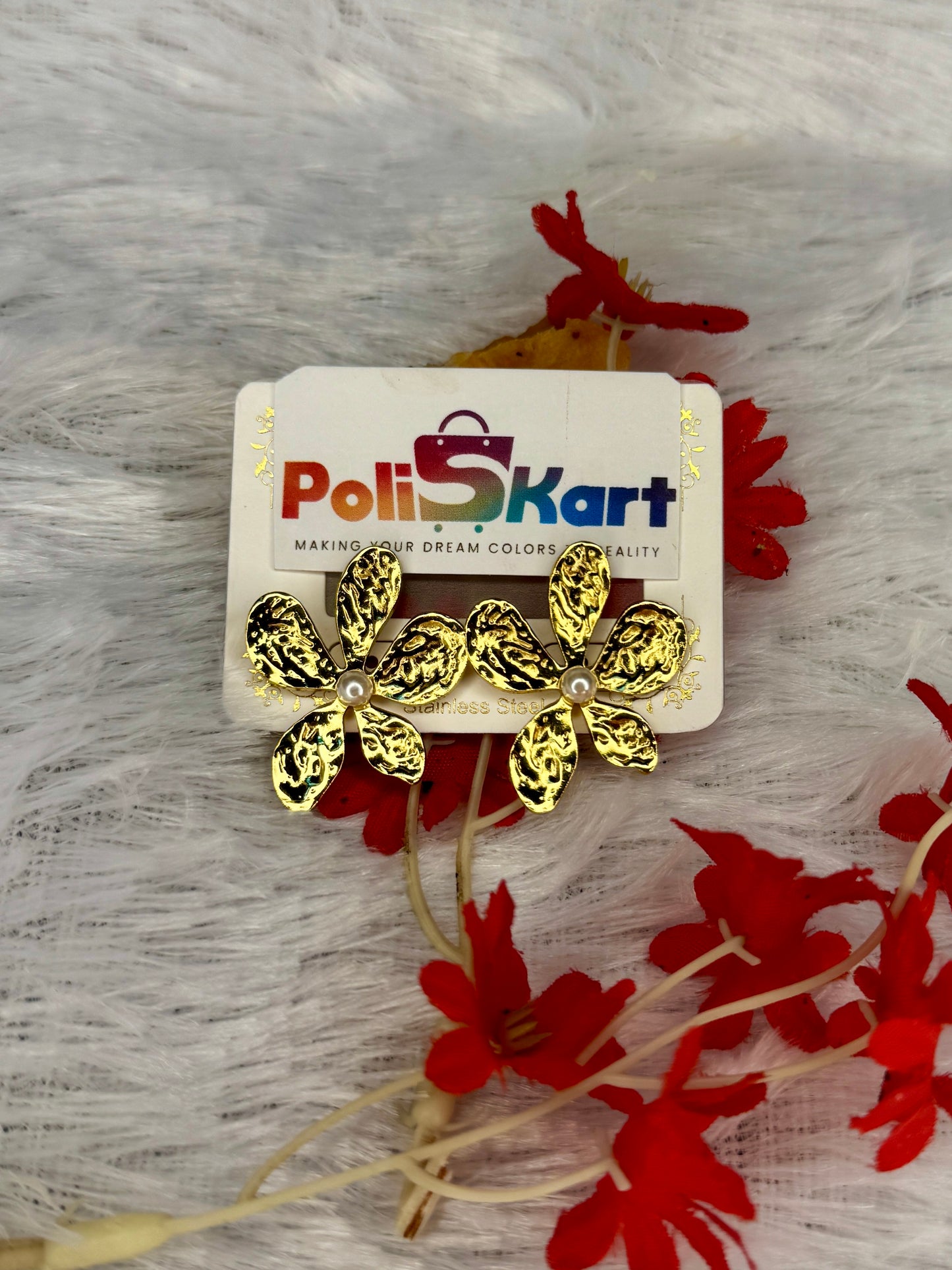 5 petals flower earing set