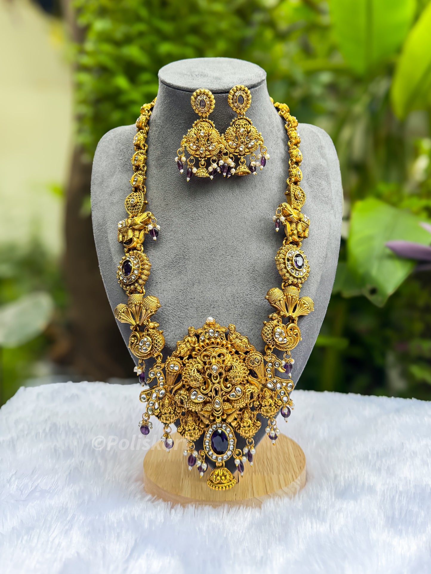 PK054 - Heavy worked Temple theme haram with jhumka set