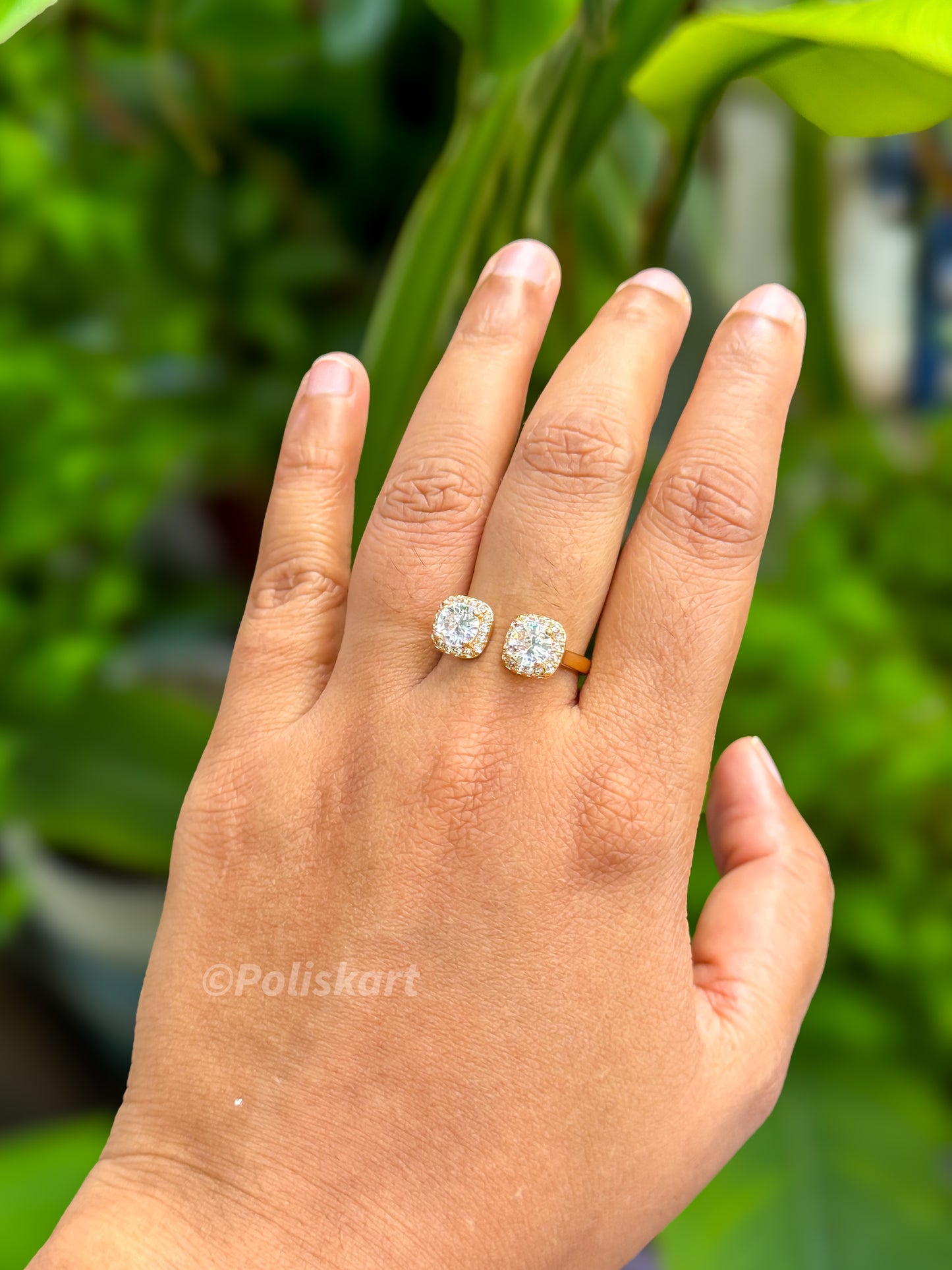 PK084 - Adjustable Anti tarnish ring - Singe stone design