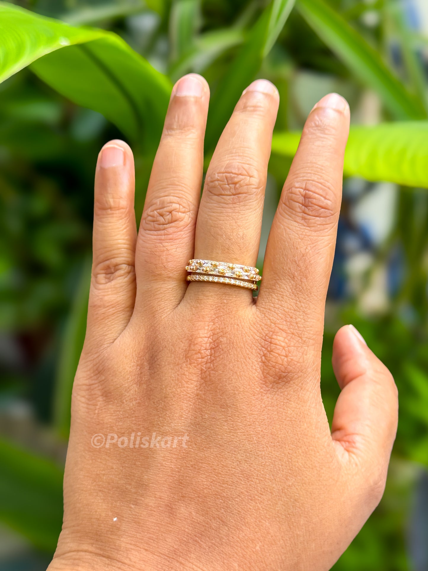 PK082 - Adjustable Anti tarnish ring - Double layer design