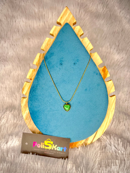 Chain with Green stone heart pendant