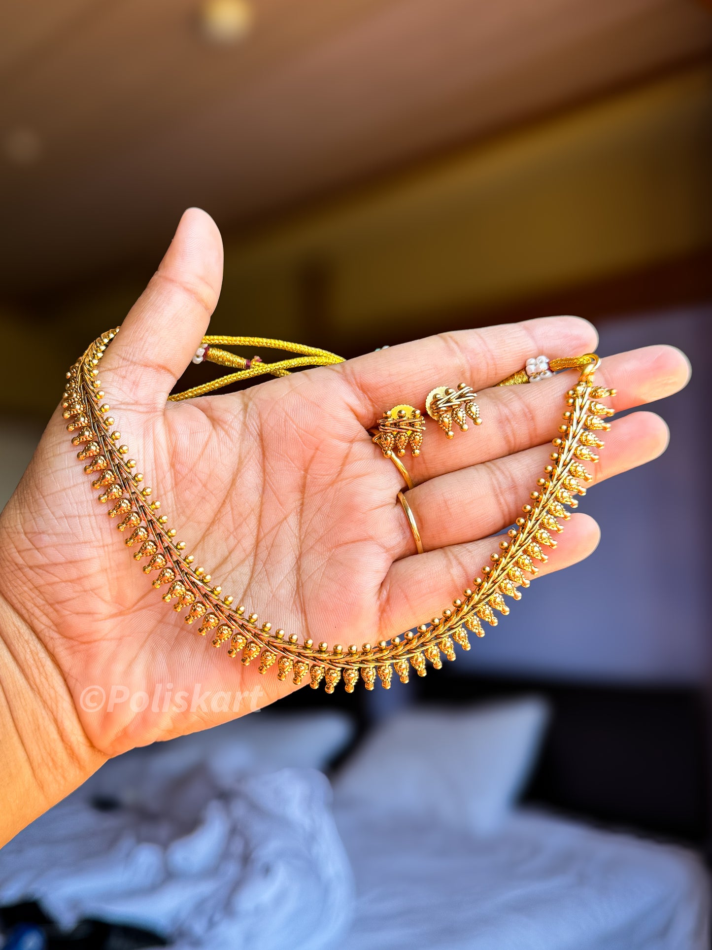 Mulla mottu necklace with earring set