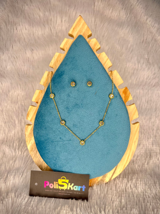 Anti tarnish white stone necklace with earring set