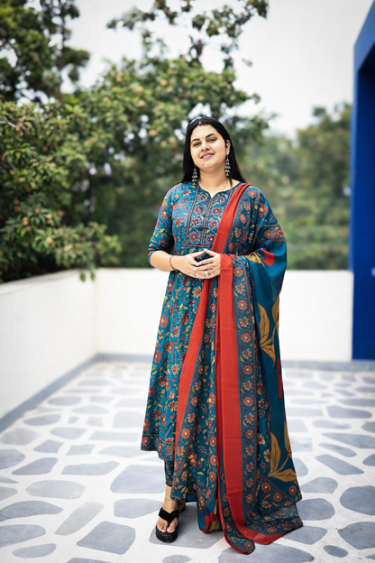 Mayil - Cotton Anarkali suit set