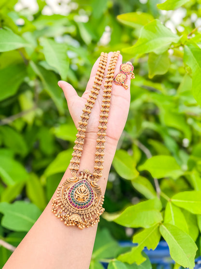 Kerala style stone worked jhumka haram with earring set