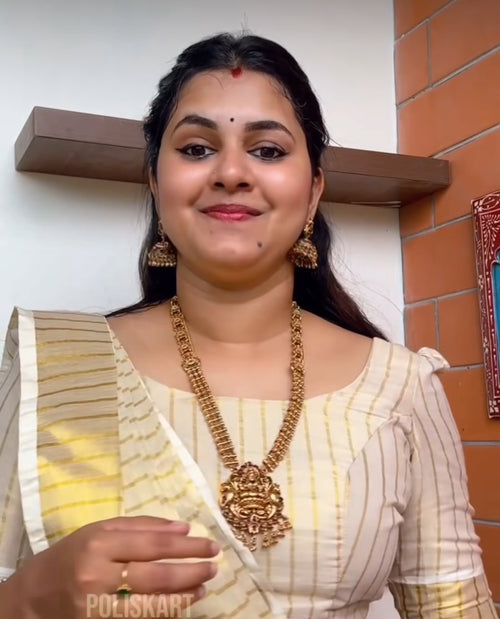 Antique Lakshmi Harram with Stone Work and Jhumka Set – alternate view