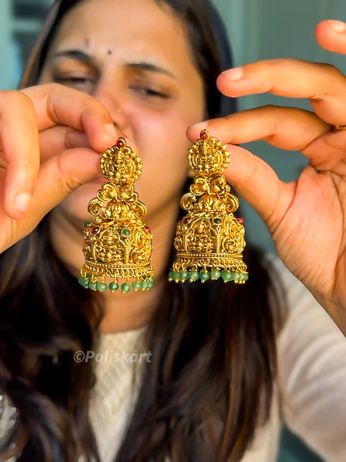 PK315 Heavy worked pearl highlighted jhumka