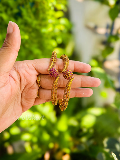 2 premium god finished bangles with rubi stone worked design