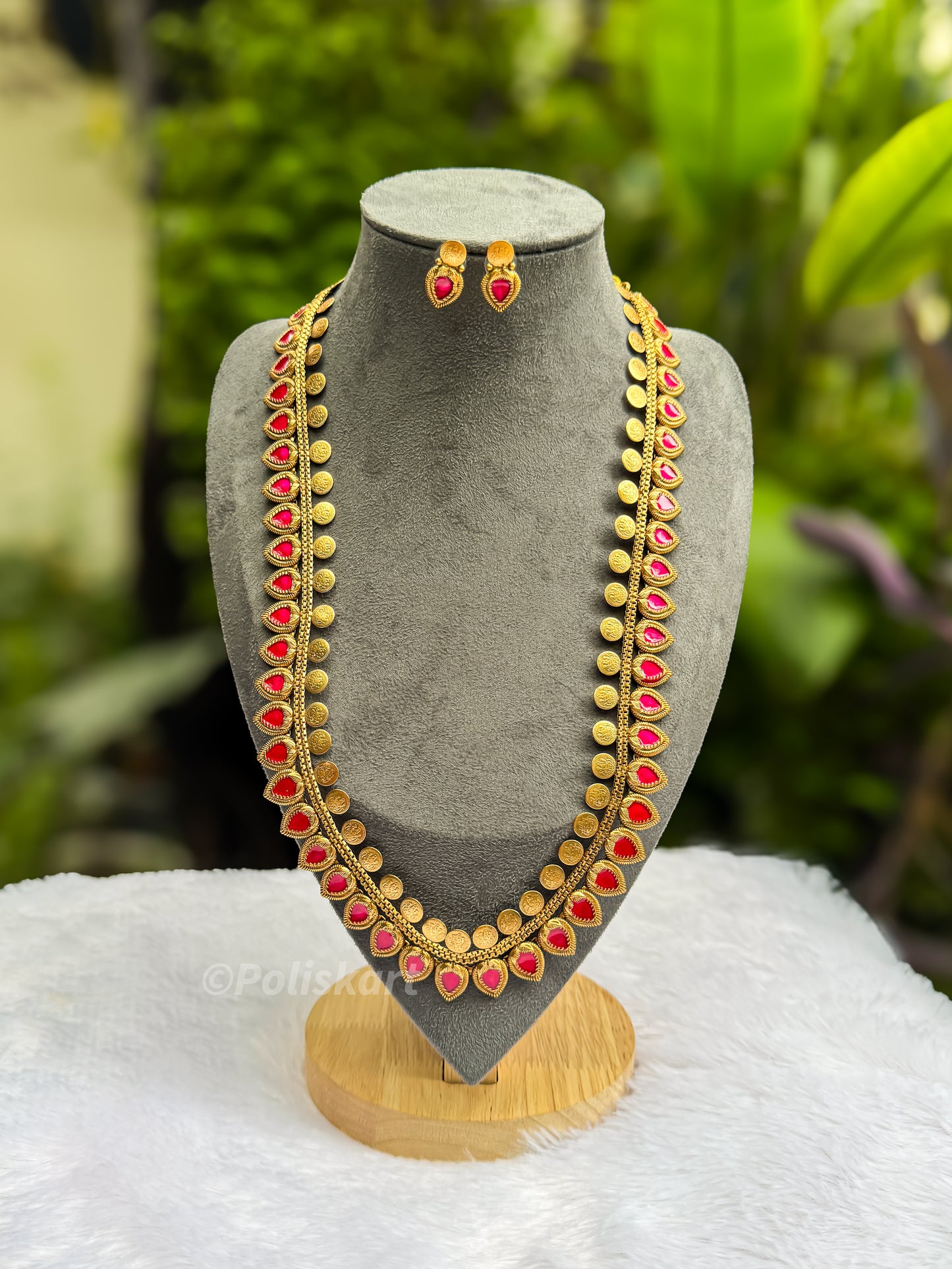 PK096 -  Premium look Kasumala and Palaka combined haram with earring set