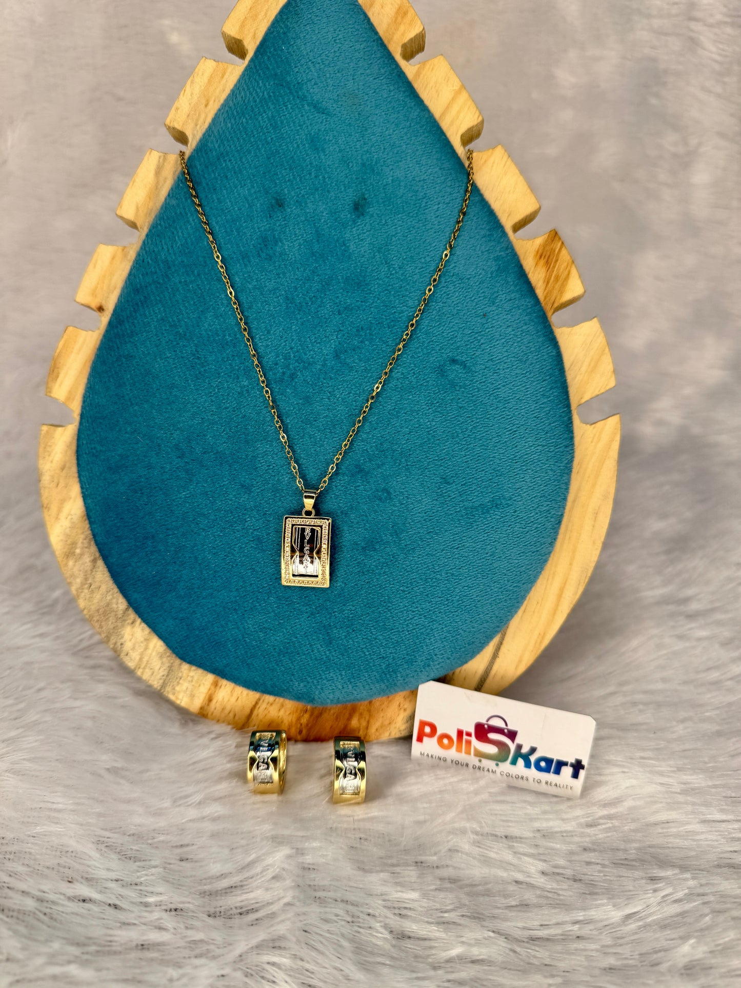 Anti Tarnish chain with silver mixed symbol  pendant and earring set