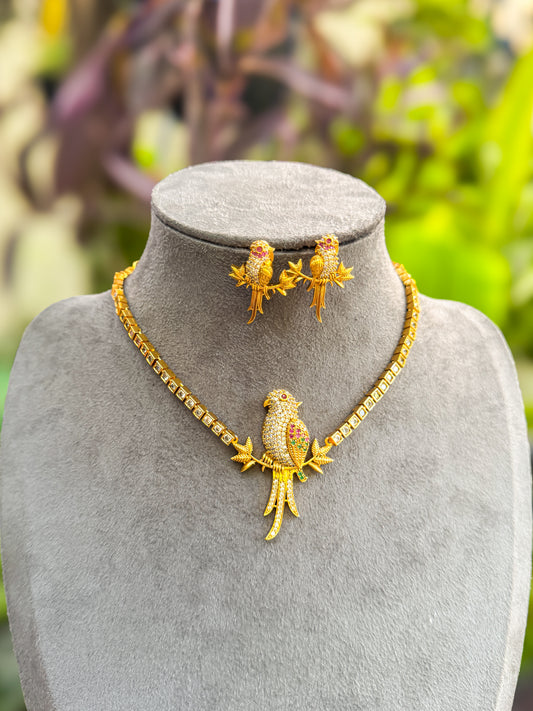 PK109 - 3D finished parrot attigai with earring set