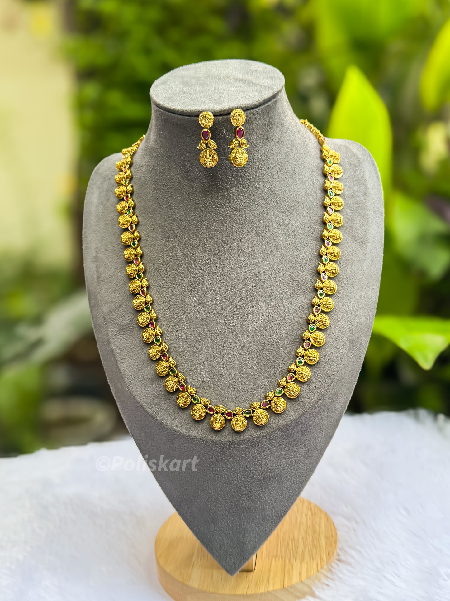 PK115 - Multi stone worked kasumala haram with earing
