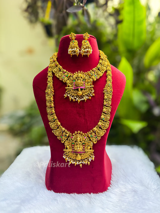 PK118 - heavy worked Lakshmi haram and necklace set