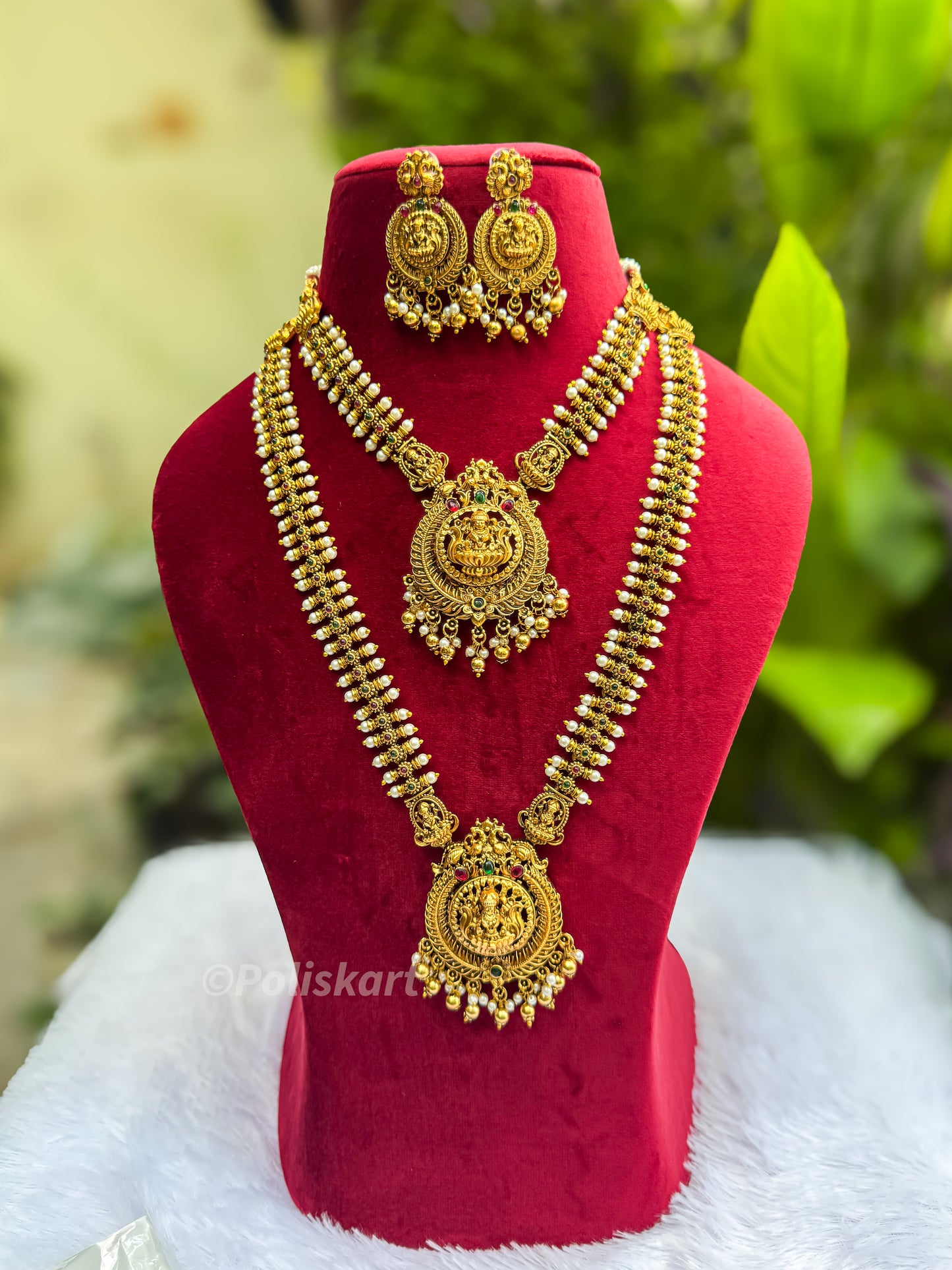 PK119 - Pearl worked lakshmi and haram set
