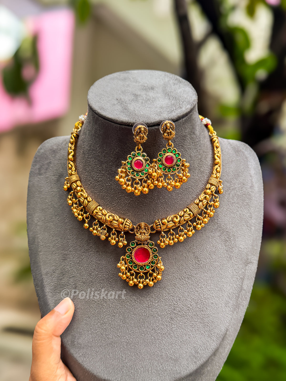 PK130 - Trending lakshmi necklace with earing