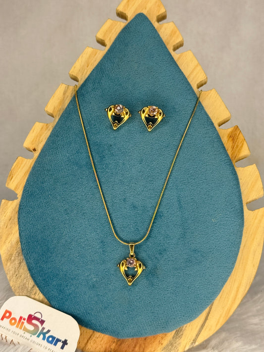 PK146 - Anti-tarnish chain with stud - Pink dolphin  design