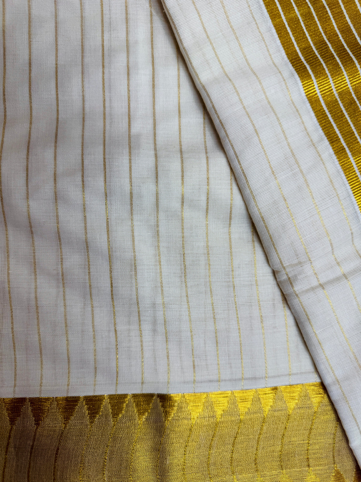 PK136 - Stripes designed kerala cotton saree with blouse