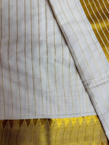 PK136 - Stripes designed kerala cotton saree with blouse