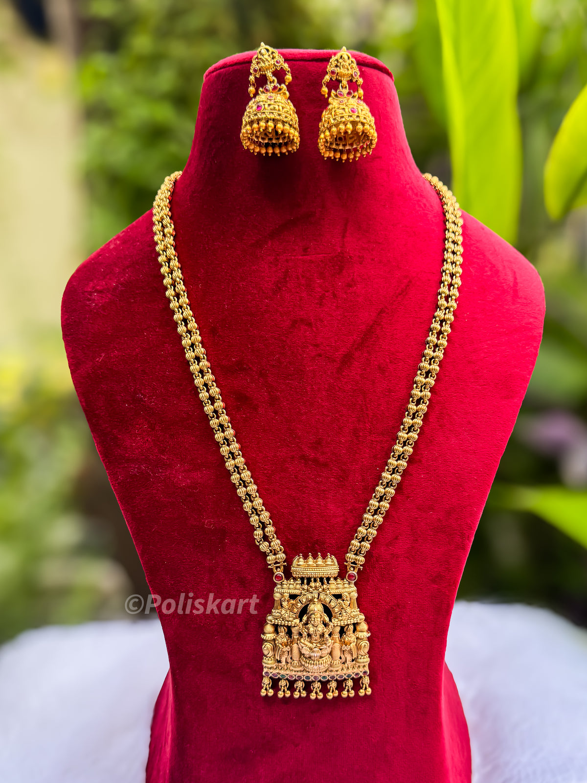 PK158 - Double Layer kopuram Lakshmi haram with jhumka set