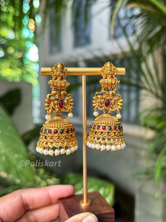 Trending Lakshmi and stone worked jhumka