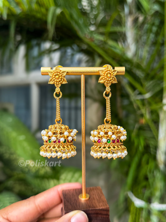Trending flower and pearl  worked jhumka