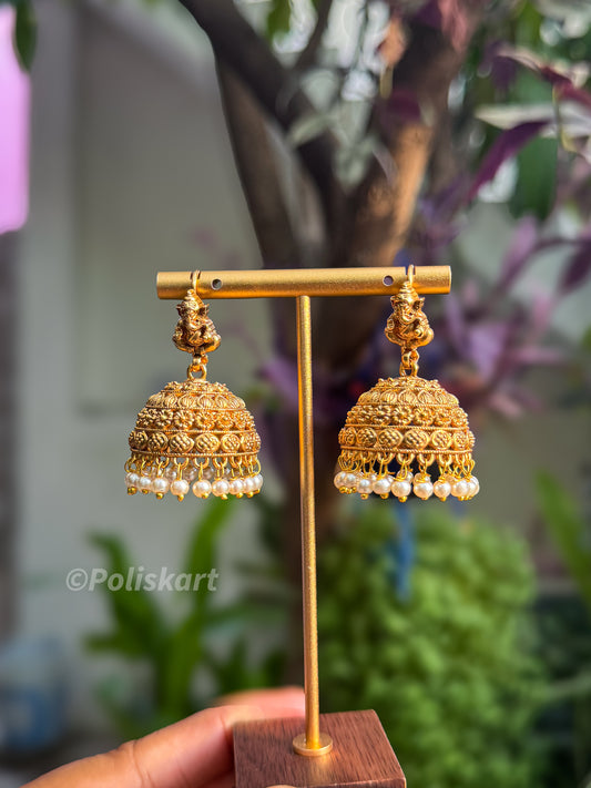 Trending Lakshmi and pearl worked hanging jhumka