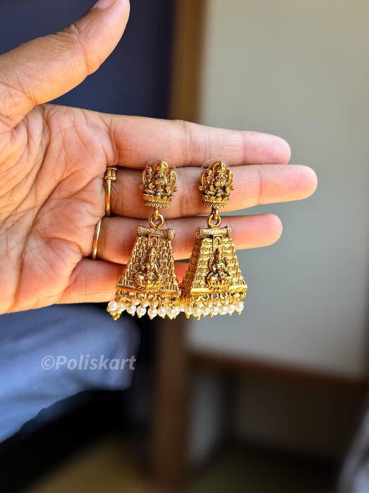 Small size temple jhumka set