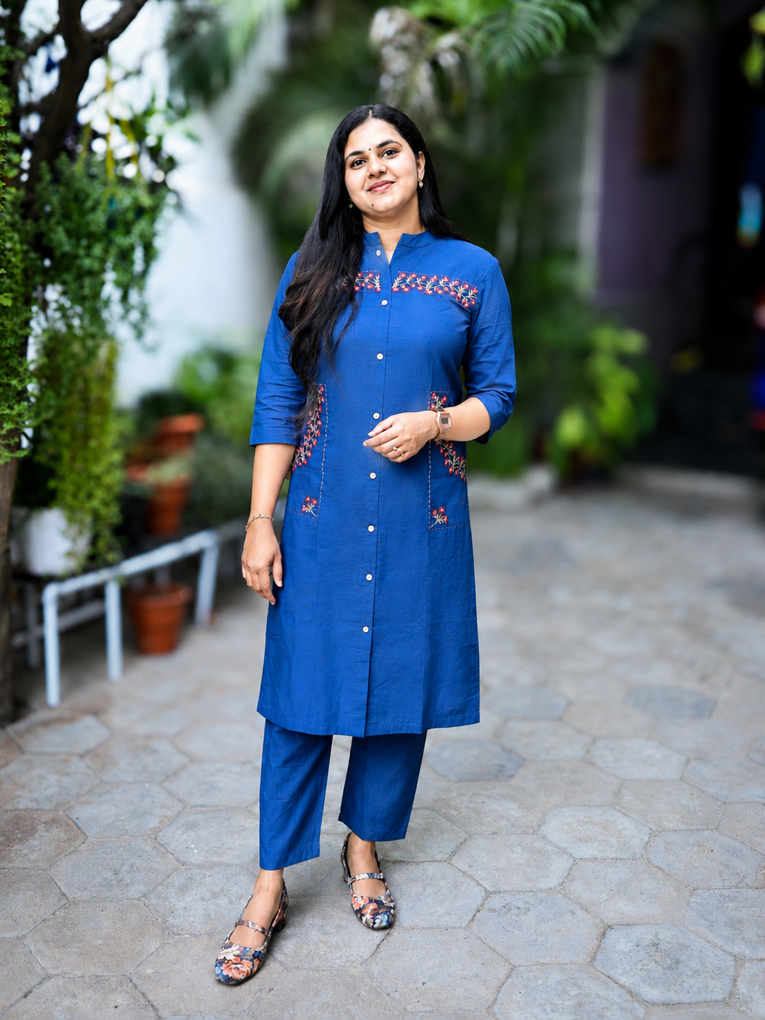Nilakshi - Pure cotton Embroidery Co-ord set