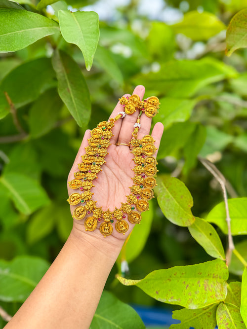 Premium kasumala and lakshmi designed necklace with jumka set